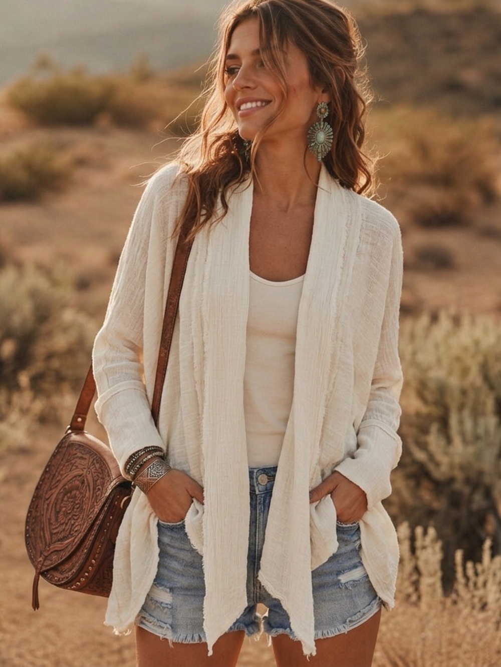 NEWBURY KUSTOM Linen Cardigan Top
